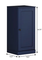 17" Navy Blue Solid Wood Free Standing Single Door Linen Cabinet