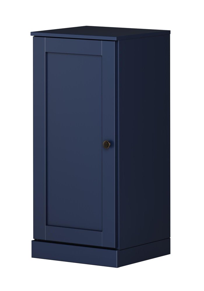 17" Navy Blue Solid Wood Free Standing Single Door Linen Cabinet