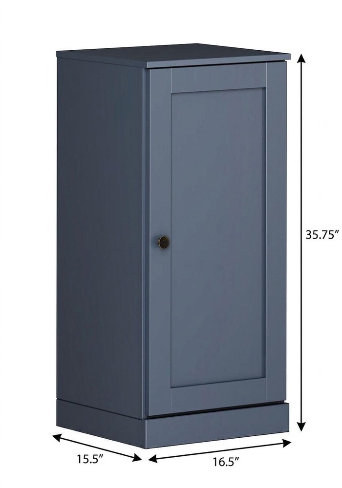 17" French Blue Solid Wood Free Standing Single Door Linen Cabinet