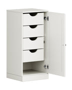 17" Off White Solid Wood Free Standing Single Door Linen Cabinet