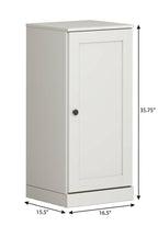 17" Off White Solid Wood Free Standing Single Door Linen Cabinet