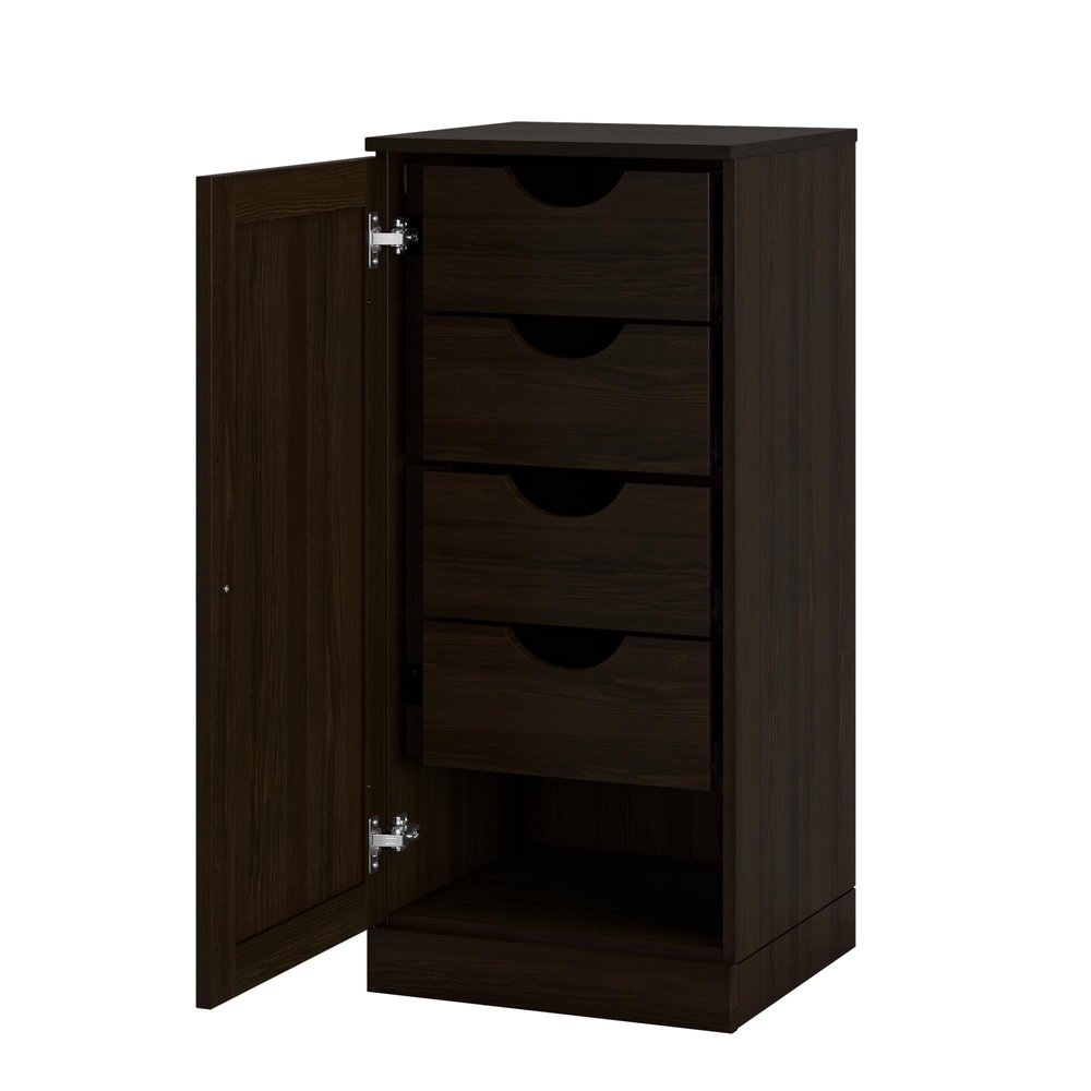 17" Espresso Solid Wood Free Standing Single Door Linen Cabinet