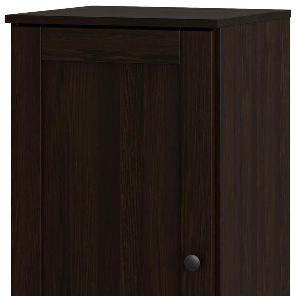 17" Espresso Solid Wood Free Standing Single Door Linen Cabinet