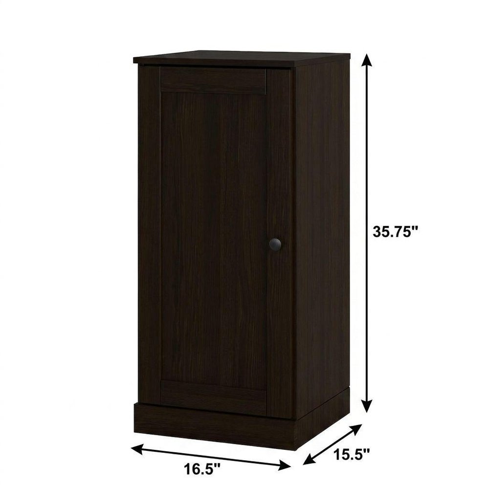 17" Espresso Solid Wood Free Standing Single Door Linen Cabinet