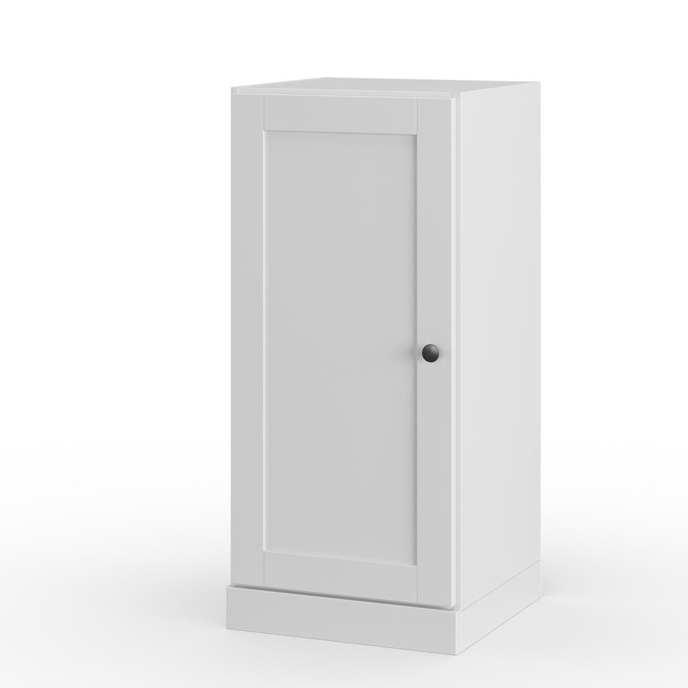 17" White Solid Wood Free Standing Single Door Linen Cabinet
