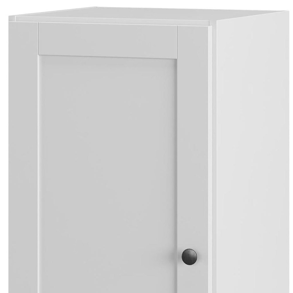 17" White Solid Wood Free Standing Single Door Linen Cabinet
