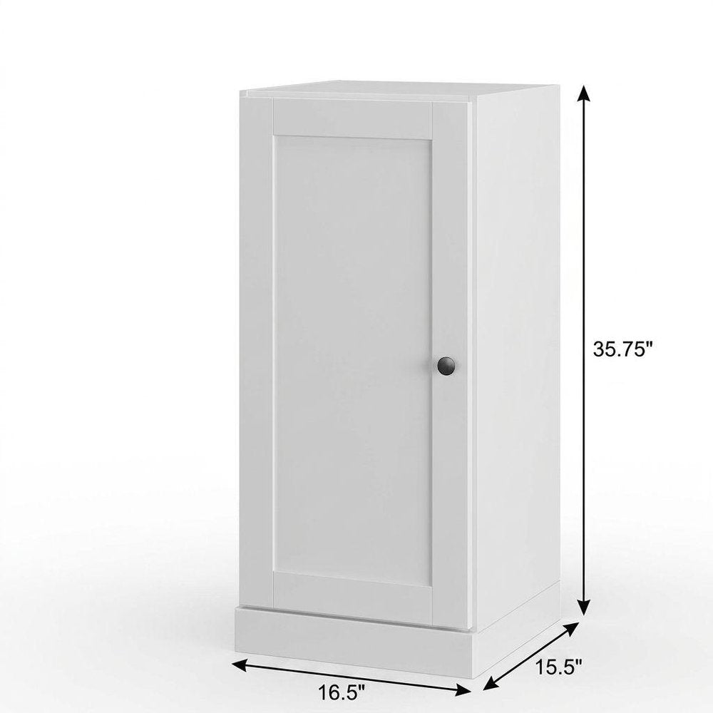 17" White Solid Wood Free Standing Single Door Linen Cabinet