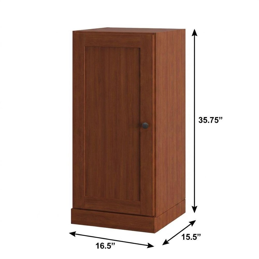 17" Coffee Solid Wood Free Standing Single Door Linen Cabinet