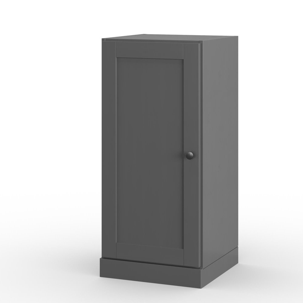 17" Gray Solid Wood Free Standing Single Door Linen Cabinet