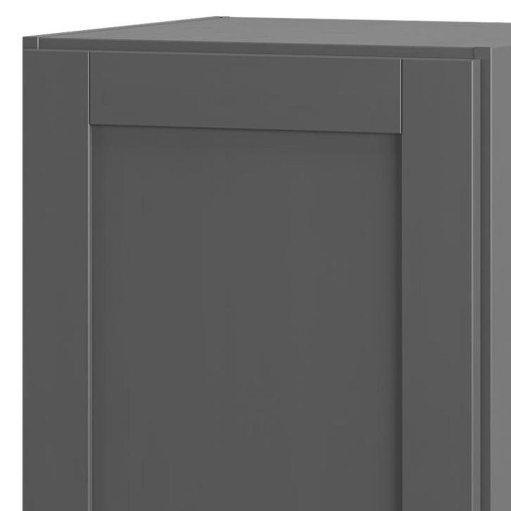 17" Gray Solid Wood Free Standing Single Door Linen Cabinet