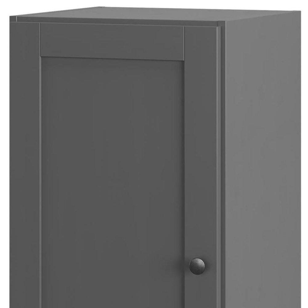 17" Gray Solid Wood Free Standing Single Door Linen Cabinet