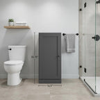 17" Gray Solid Wood Free Standing Single Door Linen Cabinet