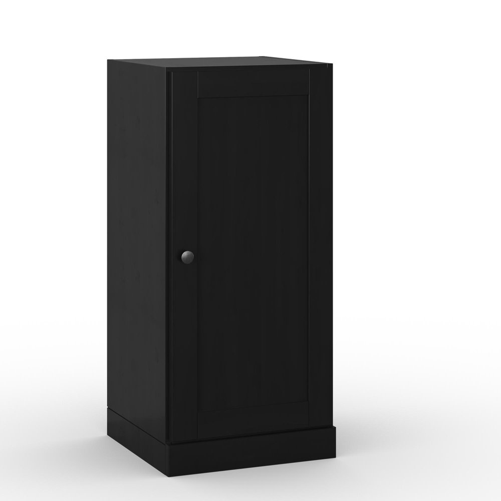 17" Black Solid Wood Free Standing Single Door Linen Cabinet