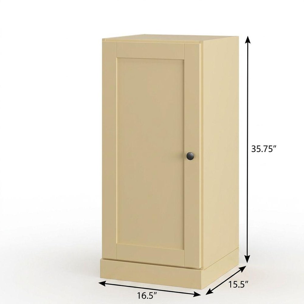 17" Yellow Solid Wood Free Standing Single Door Linen Cabinet