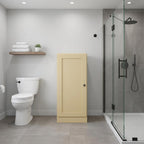 17" Yellow Solid Wood Free Standing Single Door Linen Cabinet