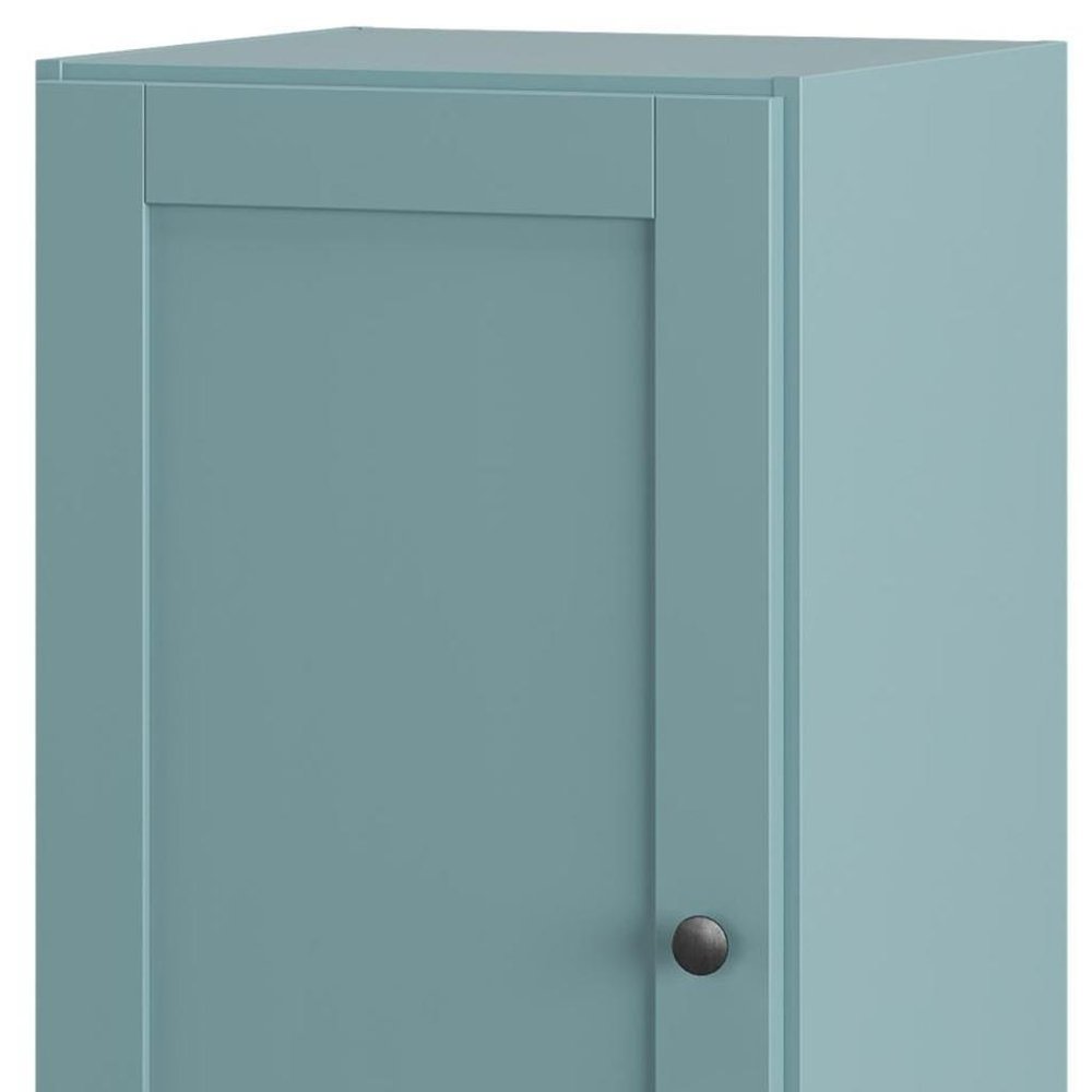 17" Aqua Solid Wood Free Standing Single Door Linen Cabinet