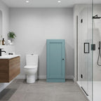 17" Aqua Solid Wood Free Standing Single Door Linen Cabinet