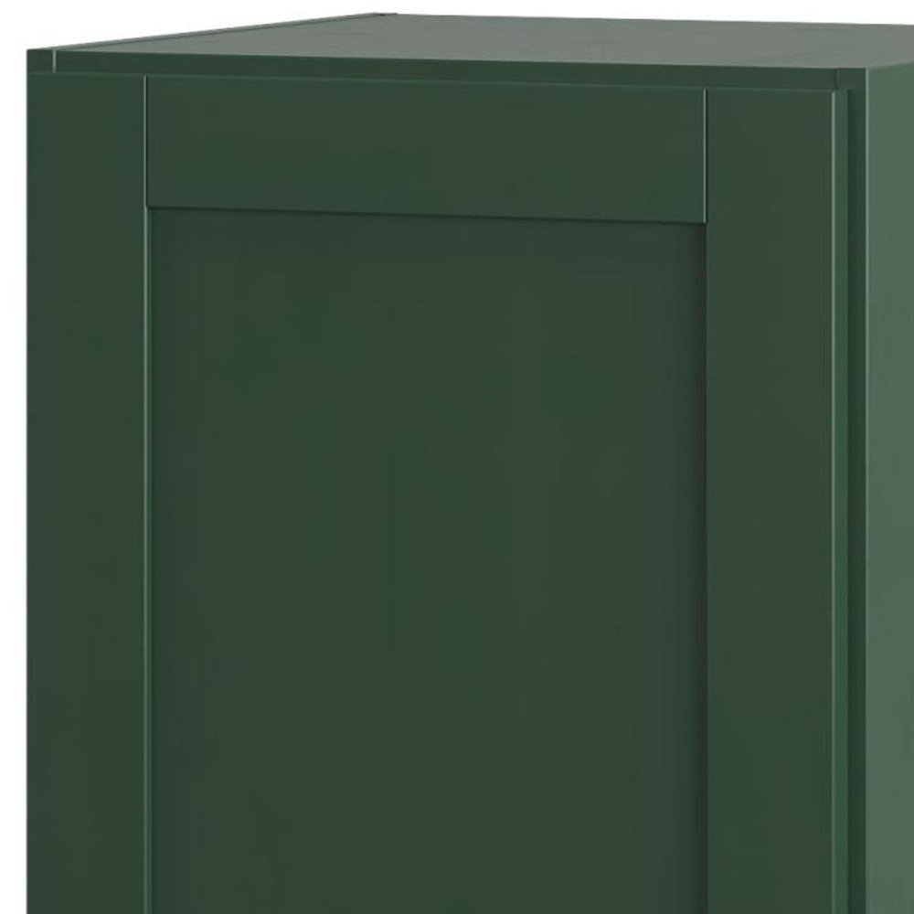 17" Green Solid Wood Free Standing Single Door Linen Cabinet