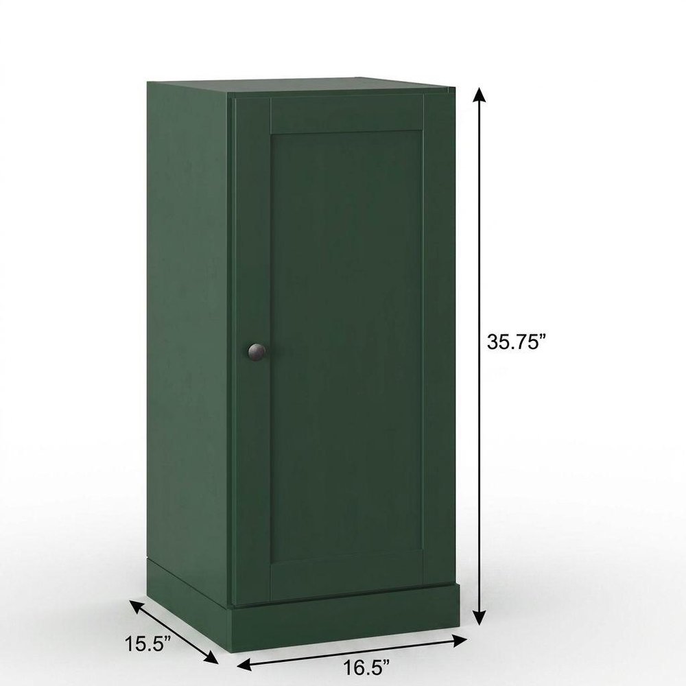 17" Green Solid Wood Free Standing Single Door Linen Cabinet