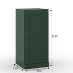 17" Green Solid Wood Free Standing Single Door Linen Cabinet