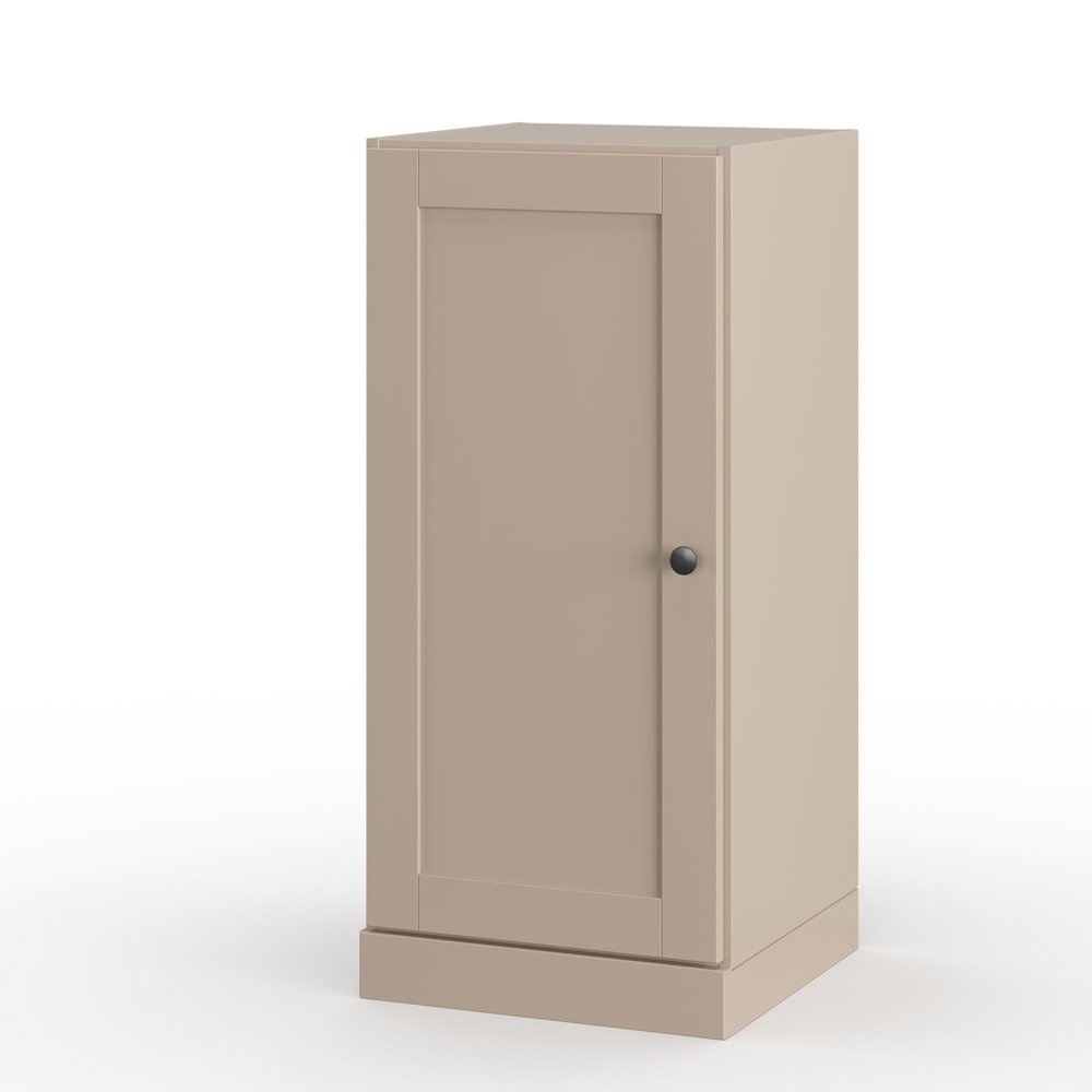 17" Beige Solid Wood Free Standing Single Door Linen Cabinet