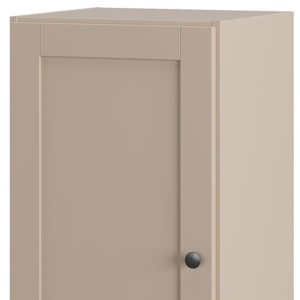 17" Beige Solid Wood Free Standing Single Door Linen Cabinet