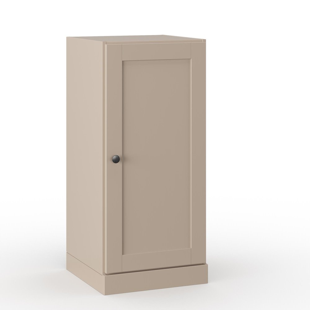17" Beige Solid Wood Free Standing Single Door Linen Cabinet