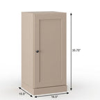 17" Beige Solid Wood Free Standing Single Door Linen Cabinet