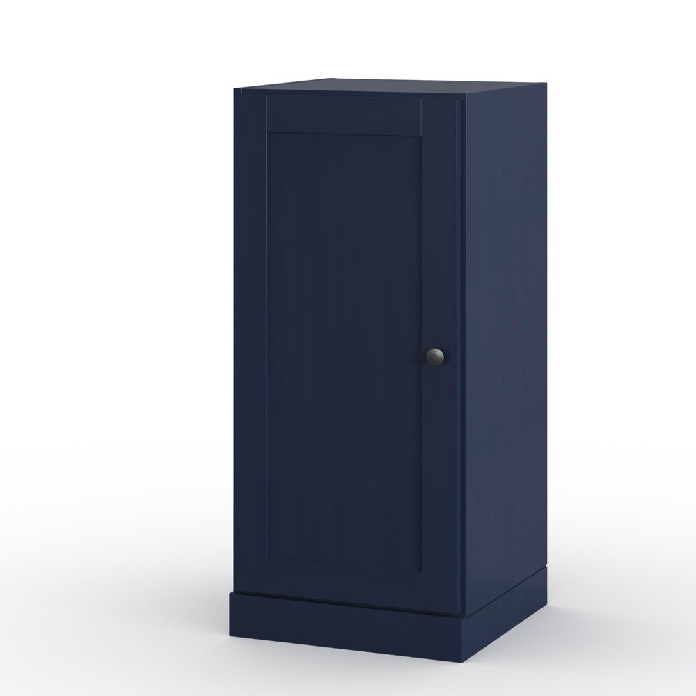 17" Navy Blue Solid Wood Free Standing Single Door Linen Cabinet