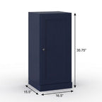 17" Navy Blue Solid Wood Free Standing Single Door Linen Cabinet