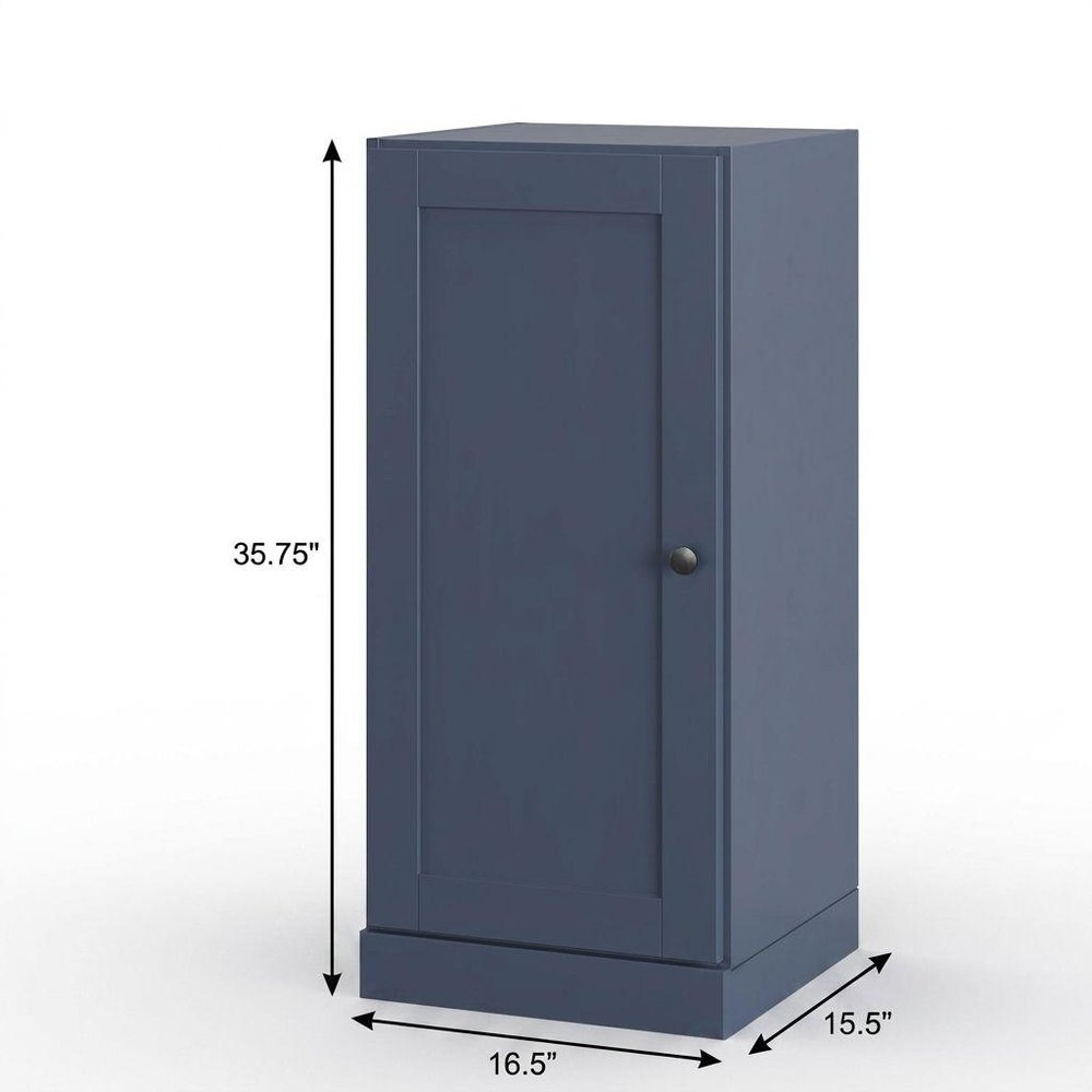 17" French Blue Solid Wood Free Standing Single Door Linen Cabinet