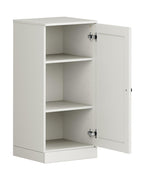 17" Off White Solid Wood Free Standing Single Door Linen Cabinet
