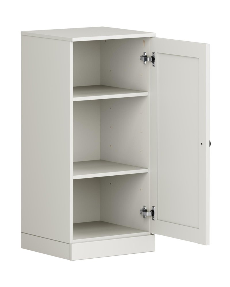 17" Off White Solid Wood Free Standing Single Door Linen Cabinet