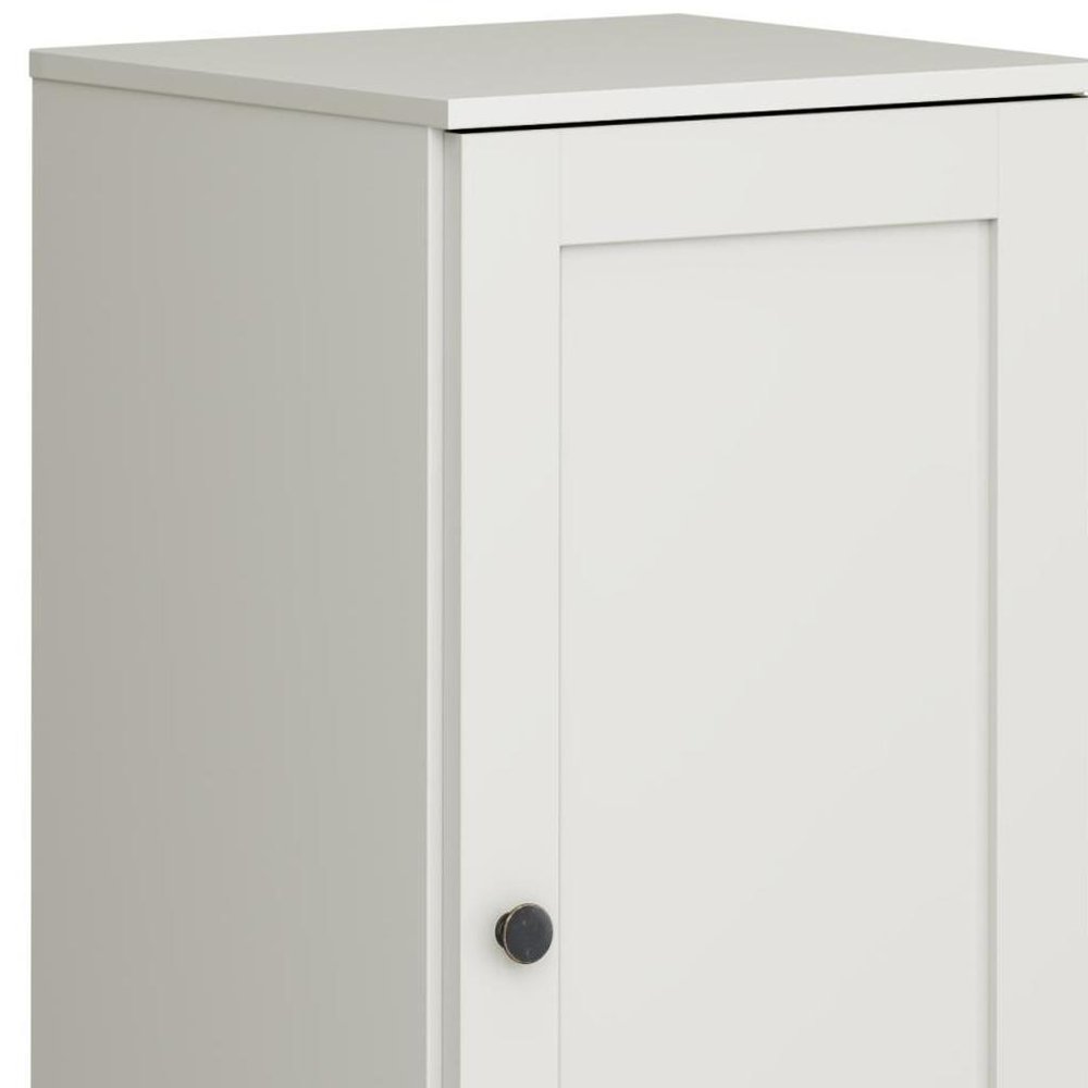17" Off White Solid Wood Free Standing Single Door Linen Cabinet