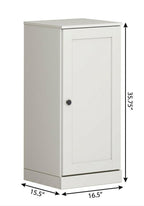 17" Off White Solid Wood Free Standing Single Door Linen Cabinet