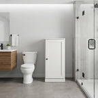 17" Off White Solid Wood Free Standing Single Door Linen Cabinet