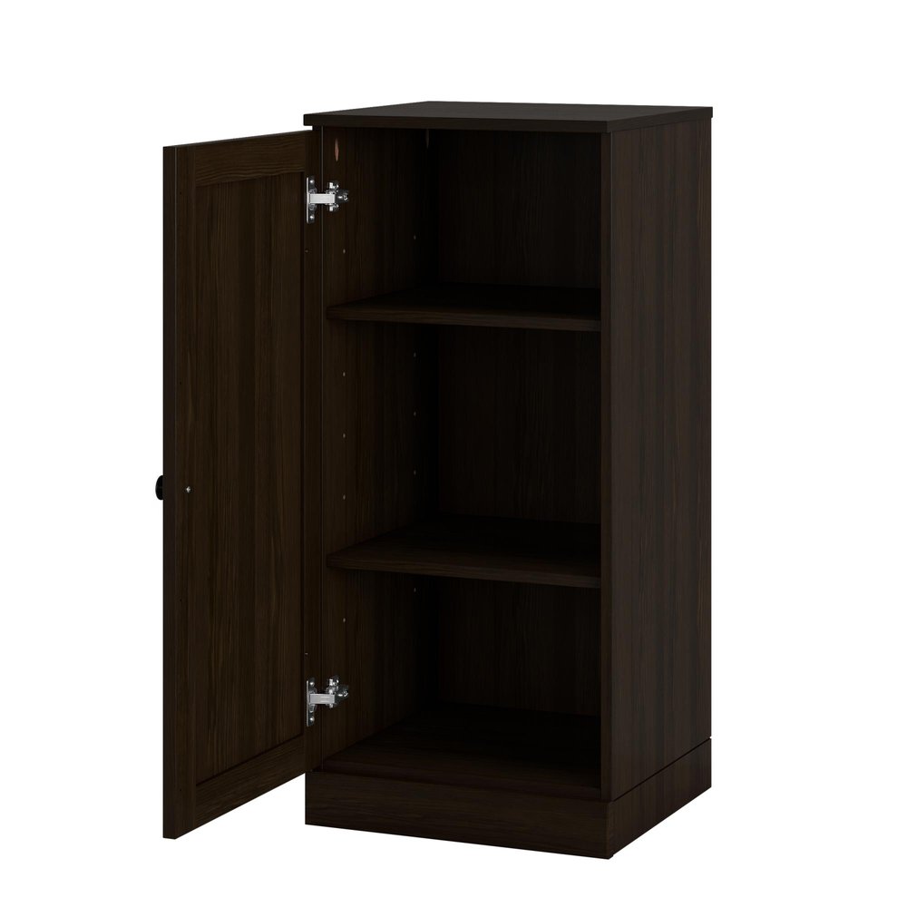 17" Espresso Solid Wood Free Standing Single Door Linen Cabinet