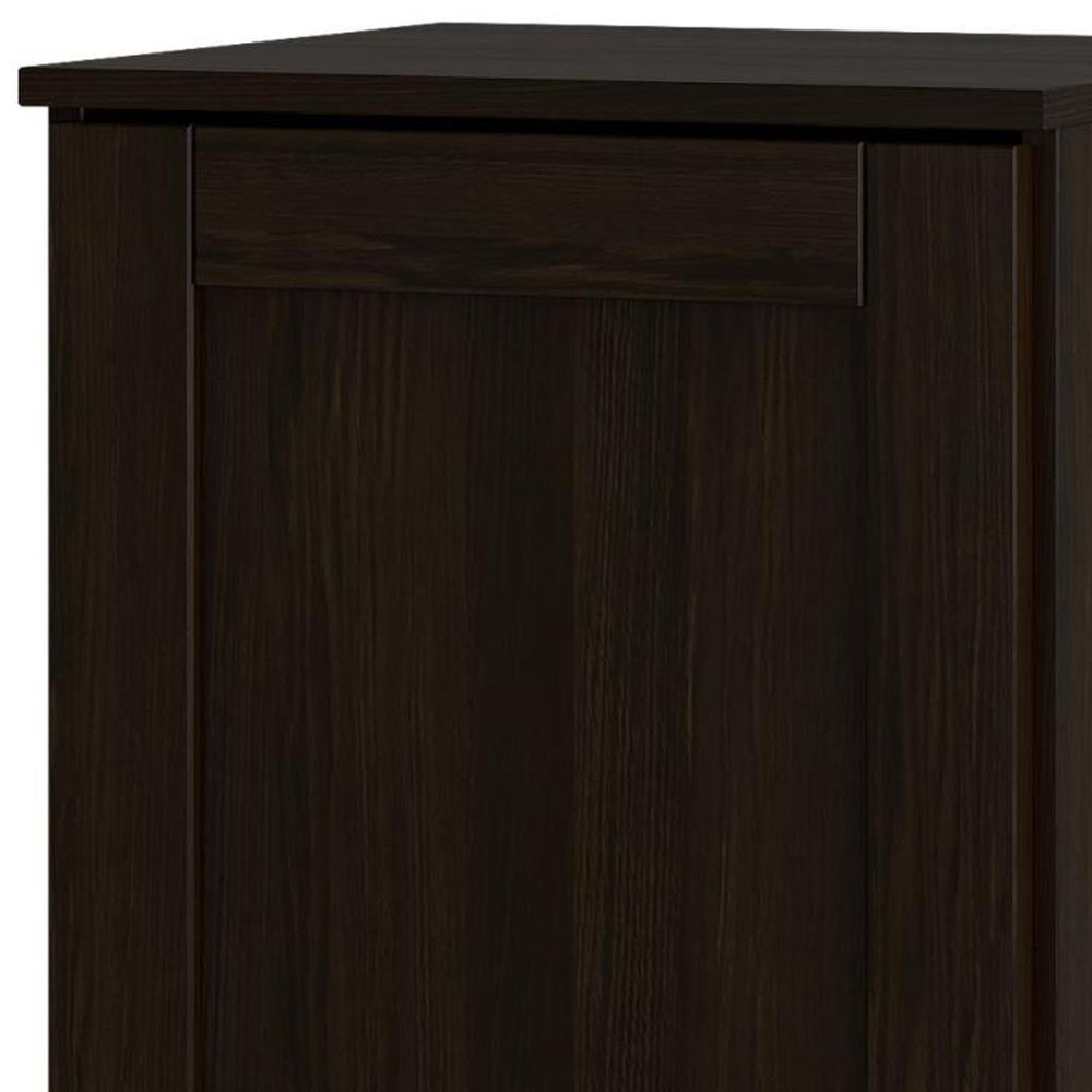 17" Espresso Solid Wood Free Standing Single Door Linen Cabinet