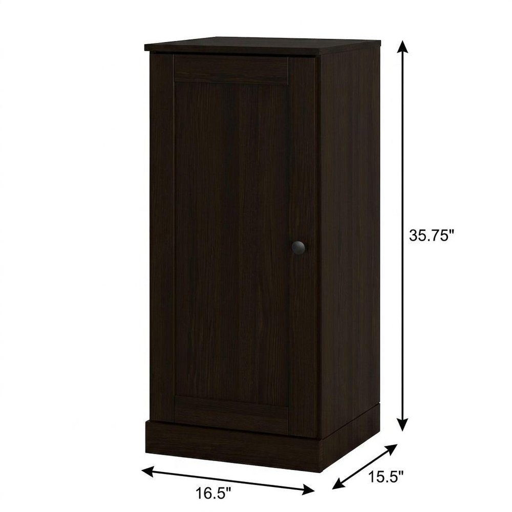 17" Espresso Solid Wood Free Standing Single Door Linen Cabinet