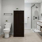 17" Espresso Solid Wood Free Standing Single Door Linen Cabinet