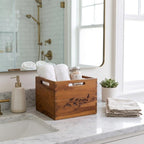 11" Brown Solid Wood Bathroom Storage Furniture Set