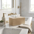 7" Brown Solid Wood Bathroom Storage Furniture Set