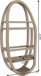 13" Gray Solid Wood Wall Mounted Shower Caddy