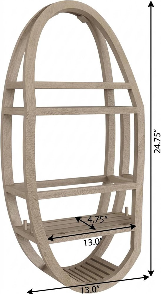 13" Gray Solid Wood Wall Mounted Shower Caddy