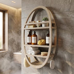 13" Gray Solid Wood Wall Mounted Shower Caddy