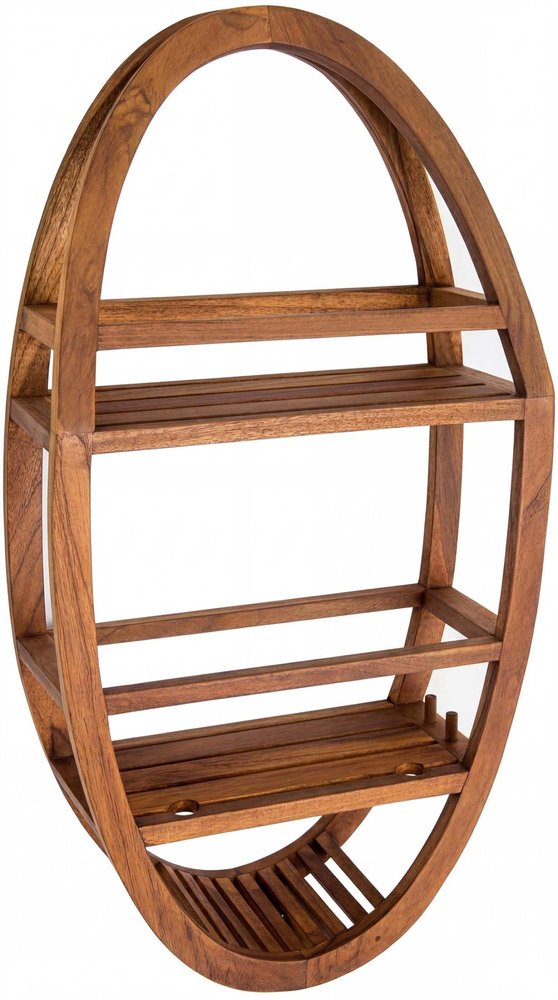 13" Gray Solid Wood Wall Mounted Shower Caddy