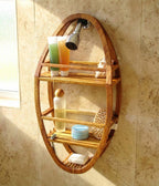 13" Gray Solid Wood Wall Mounted Shower Caddy