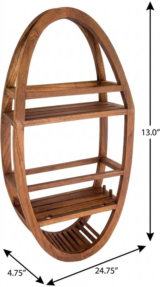 13" Gray Solid Wood Wall Mounted Shower Caddy