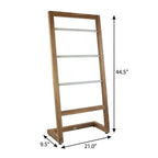 45" Brown And Silver Stainless Steel And Teak Towel Stand