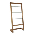 45" Brown And Silver Stainless Steel And Teak Towel Stand